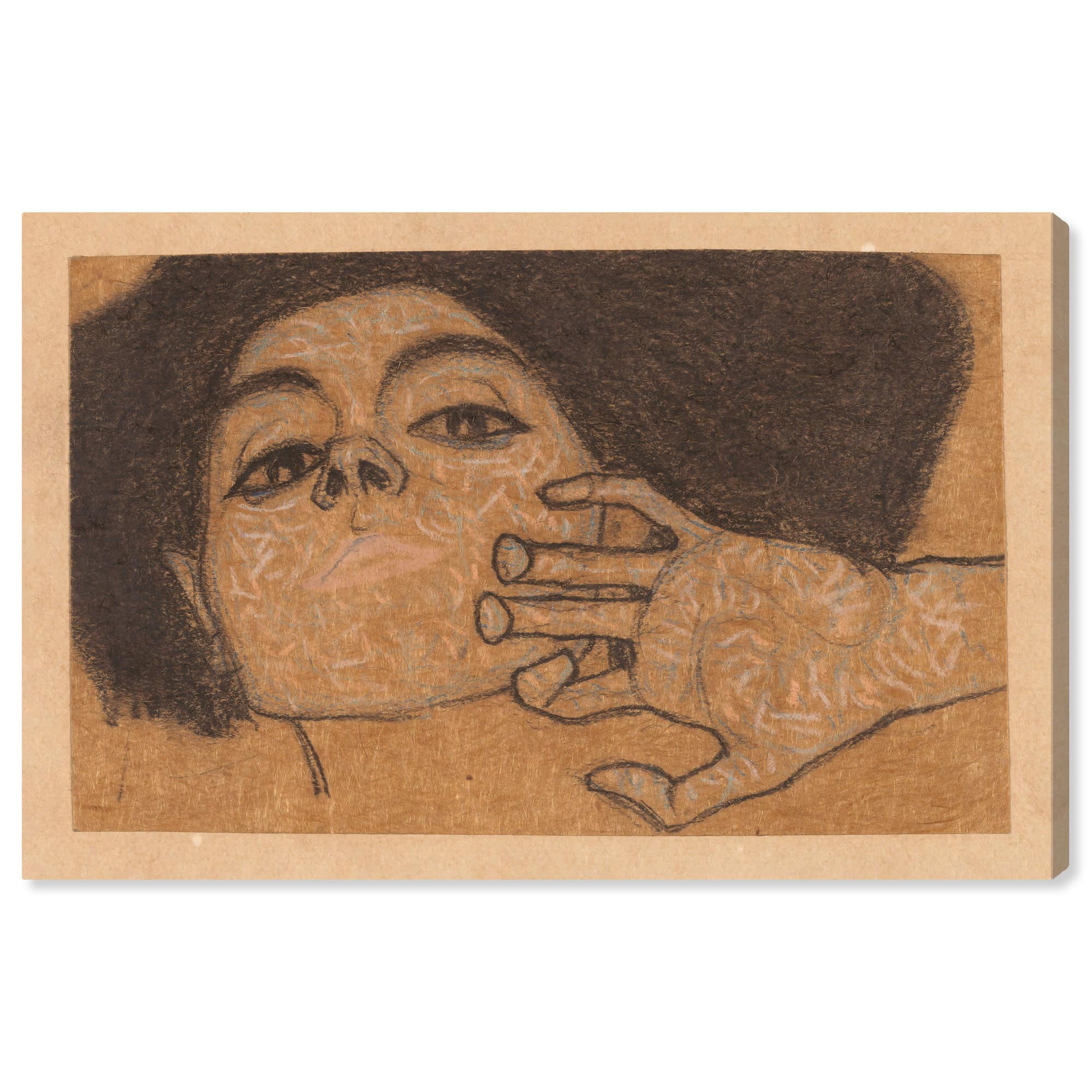 Vintage Brown and Black Canvas Art, 15" x 10"