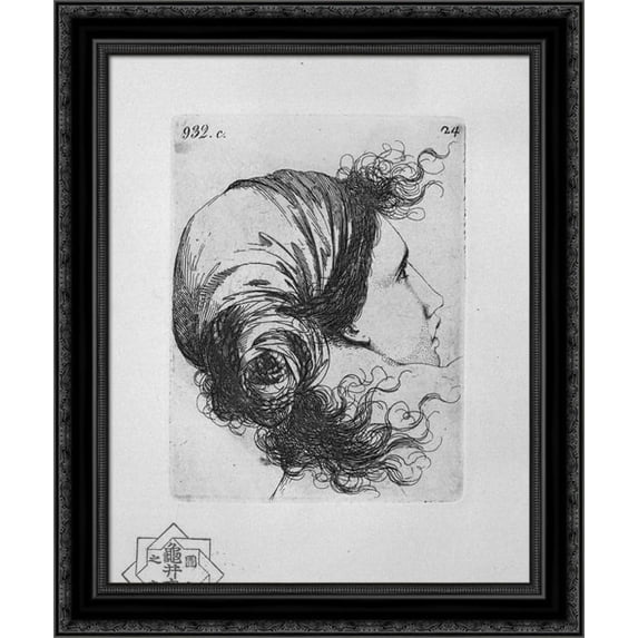Head of a Woman 20x24 Black Ornate Wood Framed Canvas Art by Piranesi, Giovanni Battista