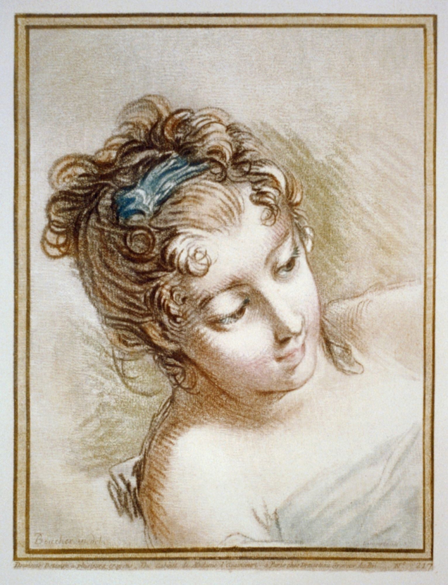 Head of a Woman Canvas Art - Gilles Demarteau (18 x 24)