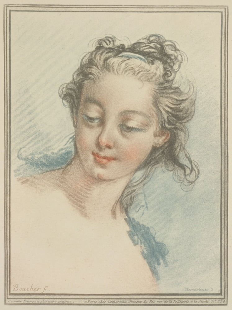 Head of a Young Lady Canvas Art - Gilles Demarteau (24 x 36)