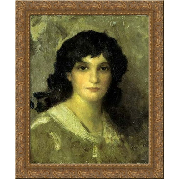 Head of a Young Woman 20x23 Gold Ornate Wood Framed Canvas Art by Whistler, James Abbott McNeill