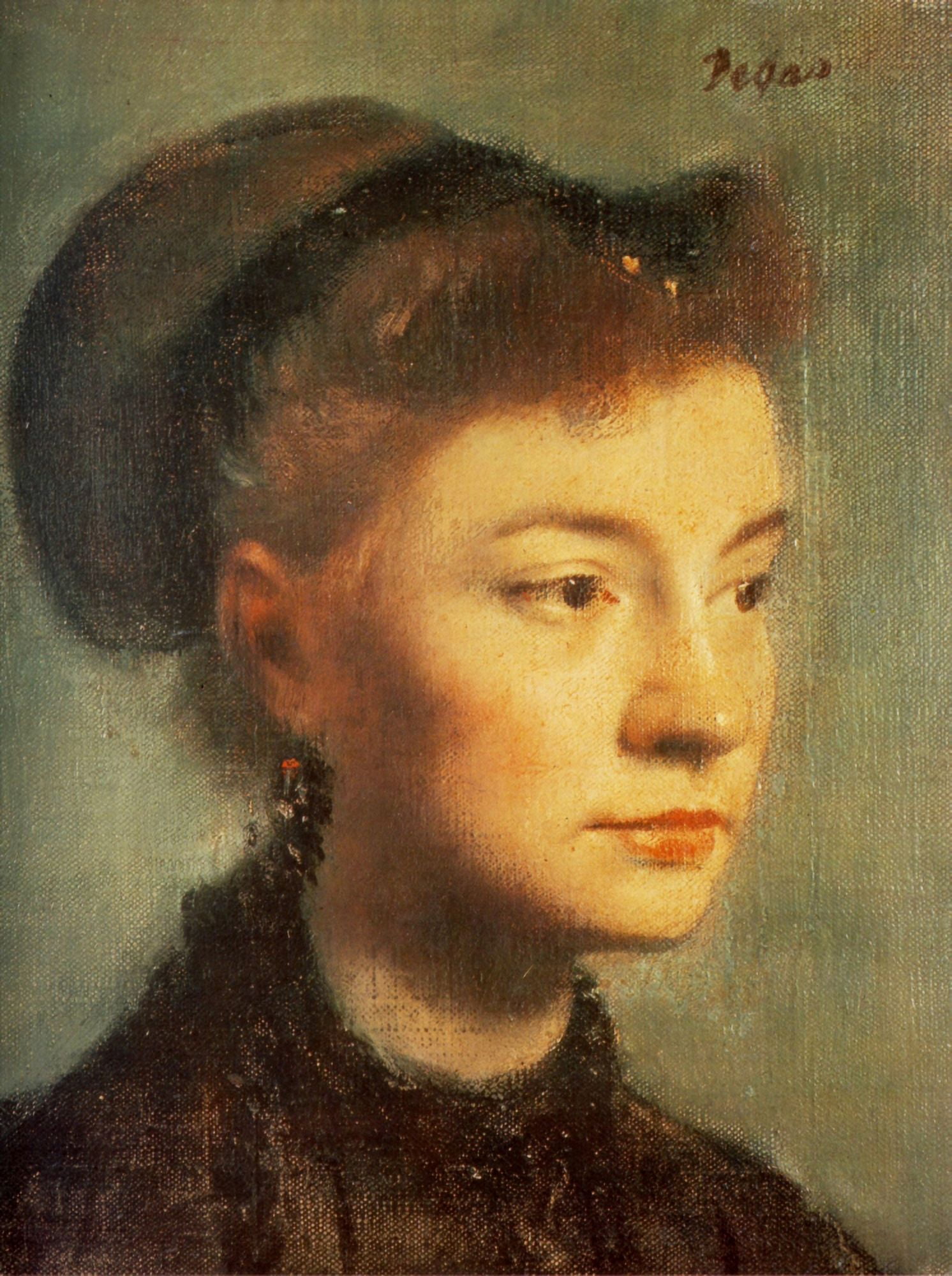 Head of a young woman 1867 Canvas Art - Edgar Degas (24 x 36)