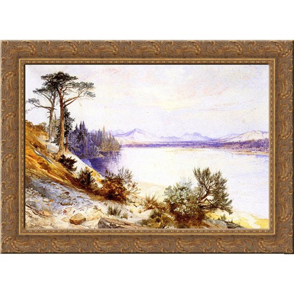 Head of the Yellowstone River 24x19 Gold Ornate Wood Framed Canvas Art by Moran, Thomas