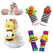 Happy Hatch Bee Toddler Head Protector Backpack with Wrist Rattles and Foot Finder Socks, 6-24 Months