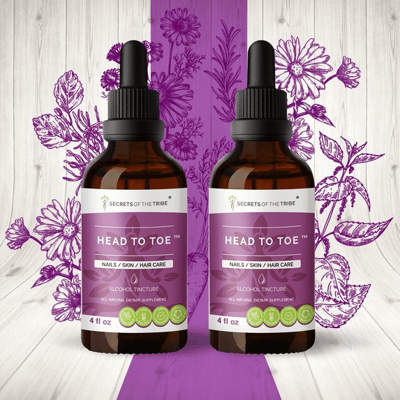 Head to Toe Alcohol Extract, Tincture, Chamomile, Witch Hazel, Pot Marigold, Turmeric, Stinging Nettle, Rosemary. Nails / Skin / Hair Care 2x4 oz