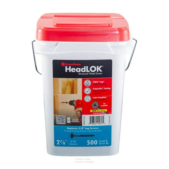 Fastenmaster HeadLOK Structural Wood Screws - 5" Length - Pail (250) Count - FMHLGM005-250