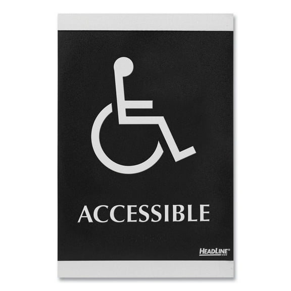 HeadLine, USS4764, Century Handicap Accessible Sign, 1 Each, Black Background