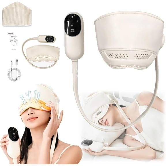 Headache Relief - Head Massager with Eye Mask, Massaging Eye Mask for Stress with Heat and Cold Options, Scalp Massager, Gifts for Women/Sister Birthday Unique (no hat)