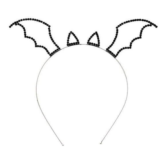 Headband: Black Rhinestone Bat - HB-71556HBD-BN