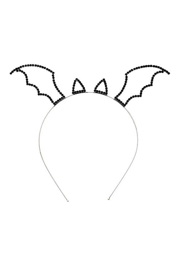 Headband: Black Rhinestone Bat - HB-71556HBD-BN