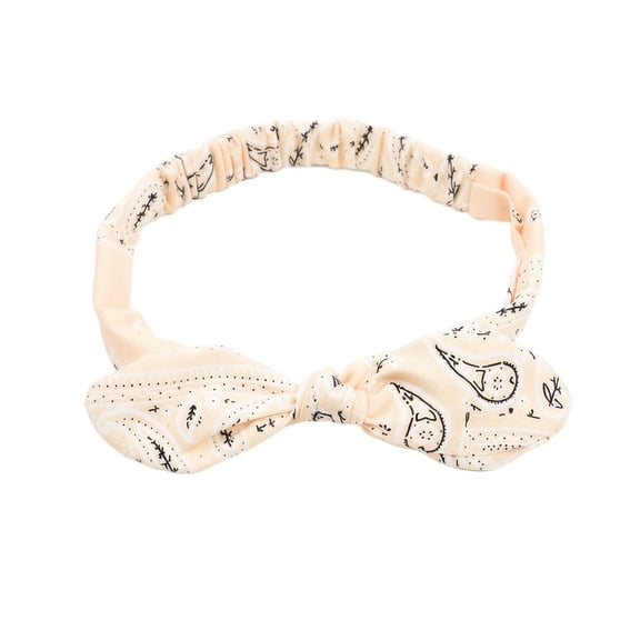 Headband, Curly Headband, Student Headband, Ruched Headband, Bow Hairband, Celestial Print, Moon Print, Student Accessory, Stretchy Headband, Photo Prop Headband, Girls Bow, Cream