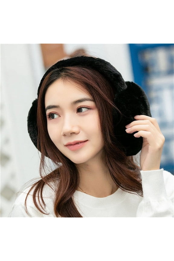 Headband Ear Muffs Combo, Cushioned Ear Pads, Compact for Storage, Ideal for Running, Skiing, or Waiting Outside, Unisex for Men & Women. Black 1PC