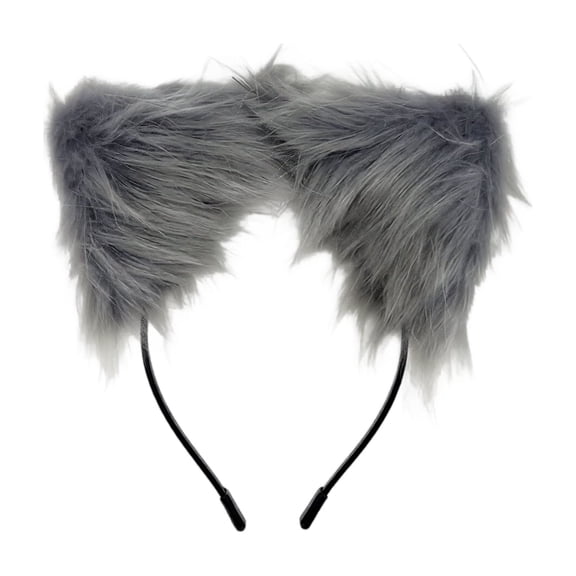 Headband Gray Faux Cat Ears for Halloween Masquerade Anime Party Accessory for Student and Adults