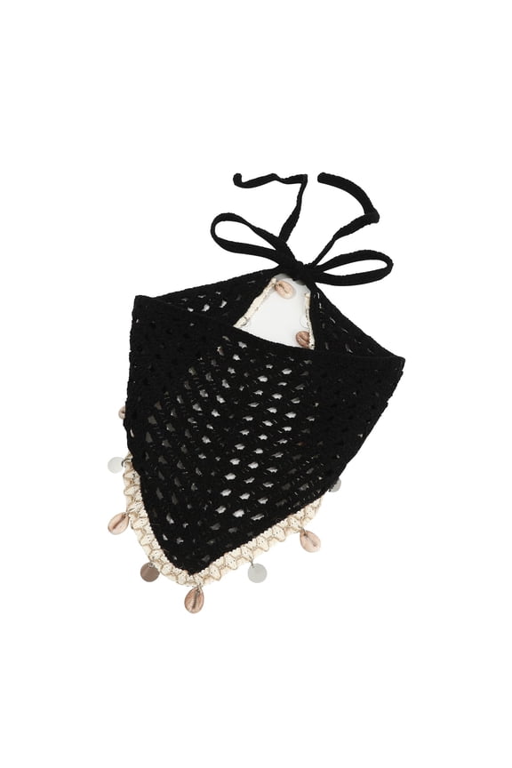 Headband Gsakboxl Women Crochet Knitted Headscarf With Shell Decor Elegant Summer Headwrap Headbands Hair Accessories Dark Gray