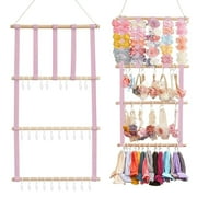 Headband Holder Hair Bows Holder with 30 Hooks, Hanging Baby Headbands Organizer Storage Newborn Hair Accessories Storage Hanging Decor for Wall, Door or Closet in Girls Room