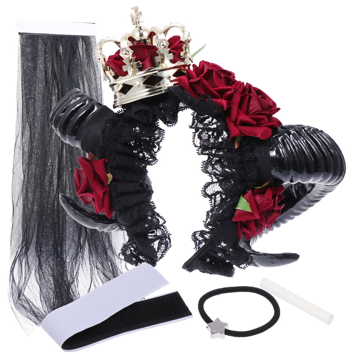 Headband Horn Sheephorns Party Hair Headpiece Rose Headdress Head Cosplay Clips Black Piece