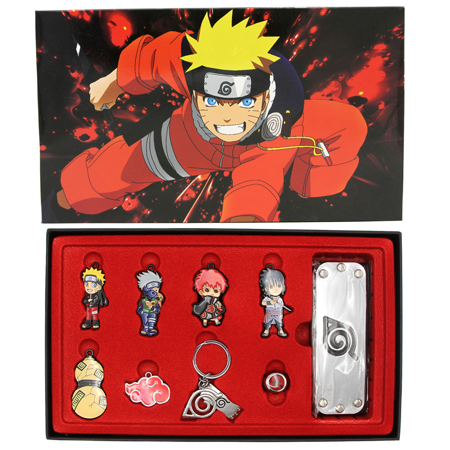Headband Item & Characters - Naruto Necklace, Keychain, & Ring 9 pc. Pendant