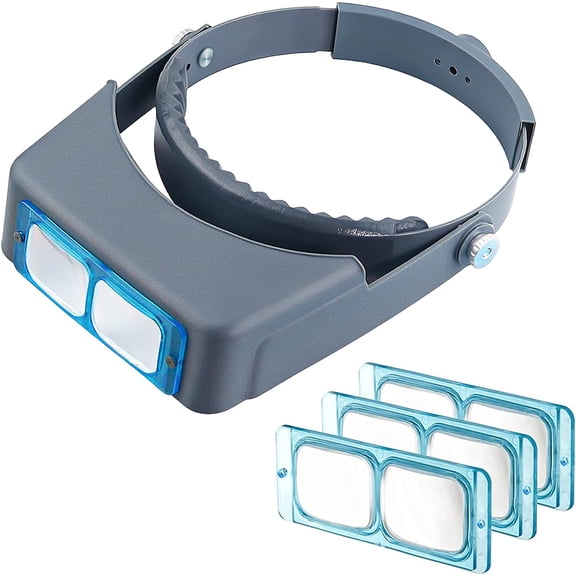 Headband Magnifier,Double Lens Head Mounted Reading Magnifier,Jewelry Visor Opitcal Glass Binocular Magnifier