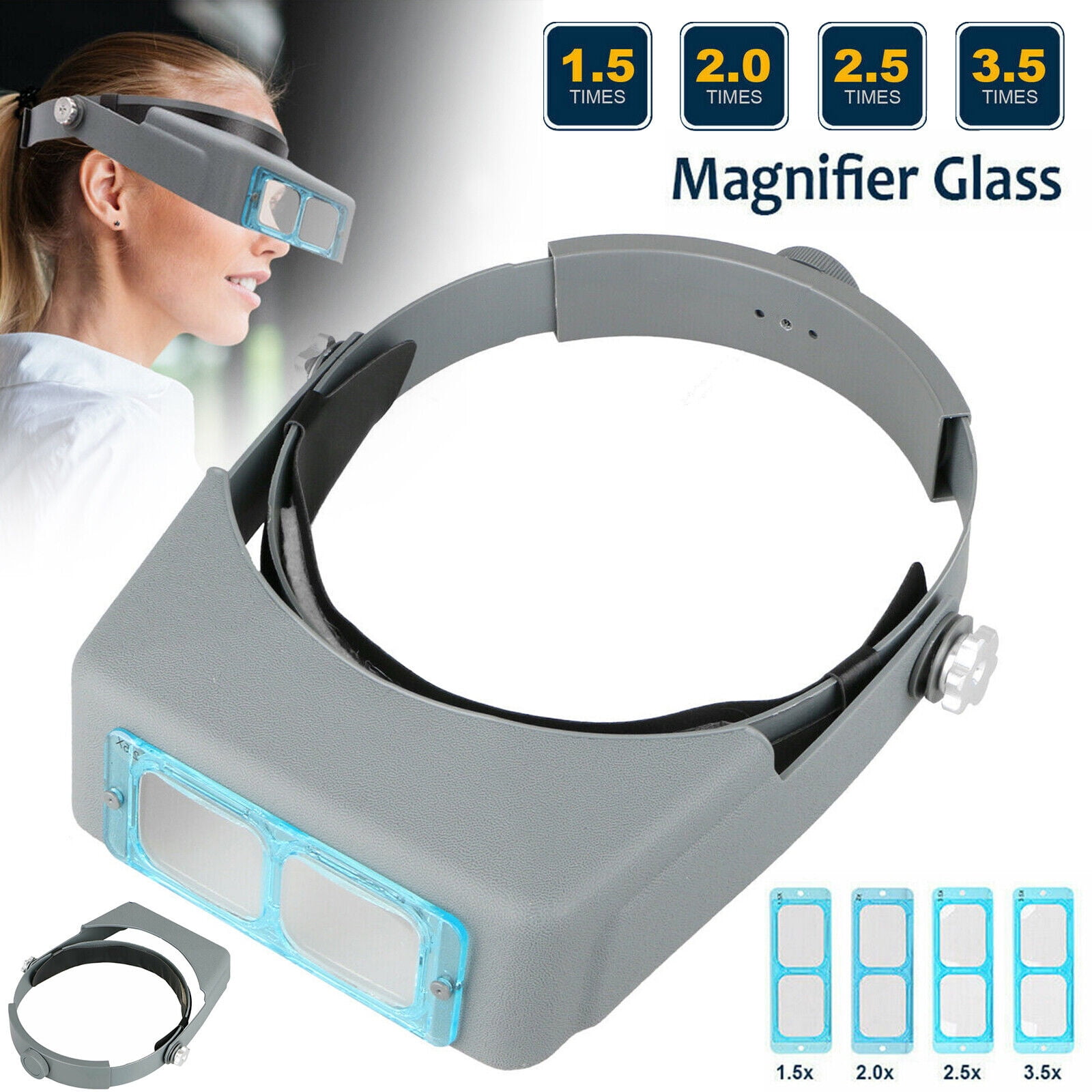 Headband Magnifier Head Magnifying Visor Glasses Jewelry Watch Repair w