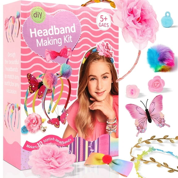CandWuom Headband Making Kit for Girls, Gifts & Toy for 6 7 8 9 10 Girls, Make Your Own Fashion Headbands for Kids, DIY Hair Accessories Set, Little Kids Art & Craft Gifts