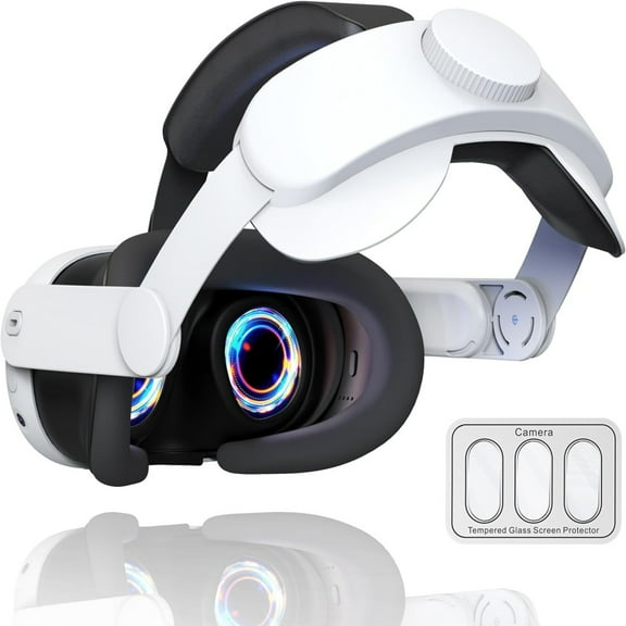 VR Headband for Meta Quest 3, Adjustable Elite Head Strap Replacement, Foldable Comfortable VR Headset Accessory to Reduce Face and Head Pressure-White