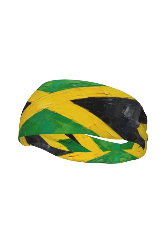 Headband Moisture-Wicking Non-Slip Jamaica Flag Sports Sweatband For Men Women - One Size
