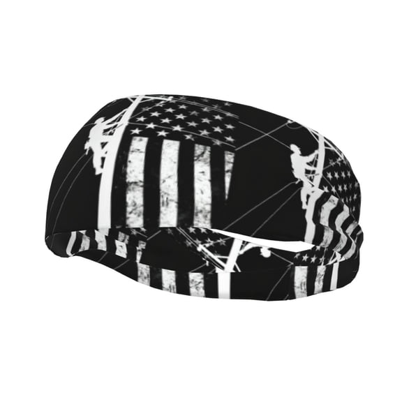 Headband Moisture-Wicking Non-Slip Lineman Flag Sports Sweatband For Men Women - One Size