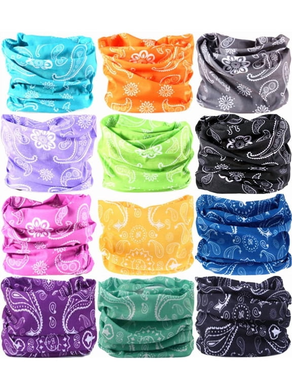 Headband Neck Gaiter Head Wrap Headwear Face Mask Magic Scarf Bandana for Men and Women 12pcs.animal Print 1