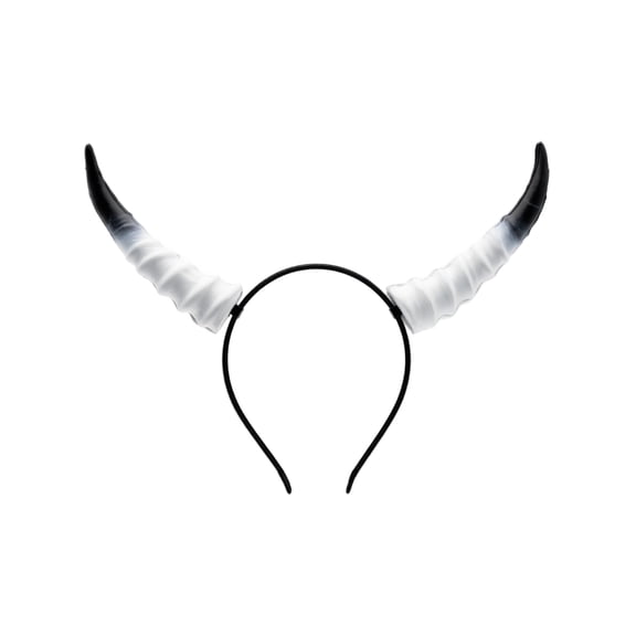 Headband Ombre White Black Faux Horns Accessory for Halloween Party Gothic Themed Event 1 Pack