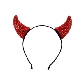 Headband Red Rhinestone Devil Horn 1 Piece Halloween Accessory for Themed Party Daily Dress Up