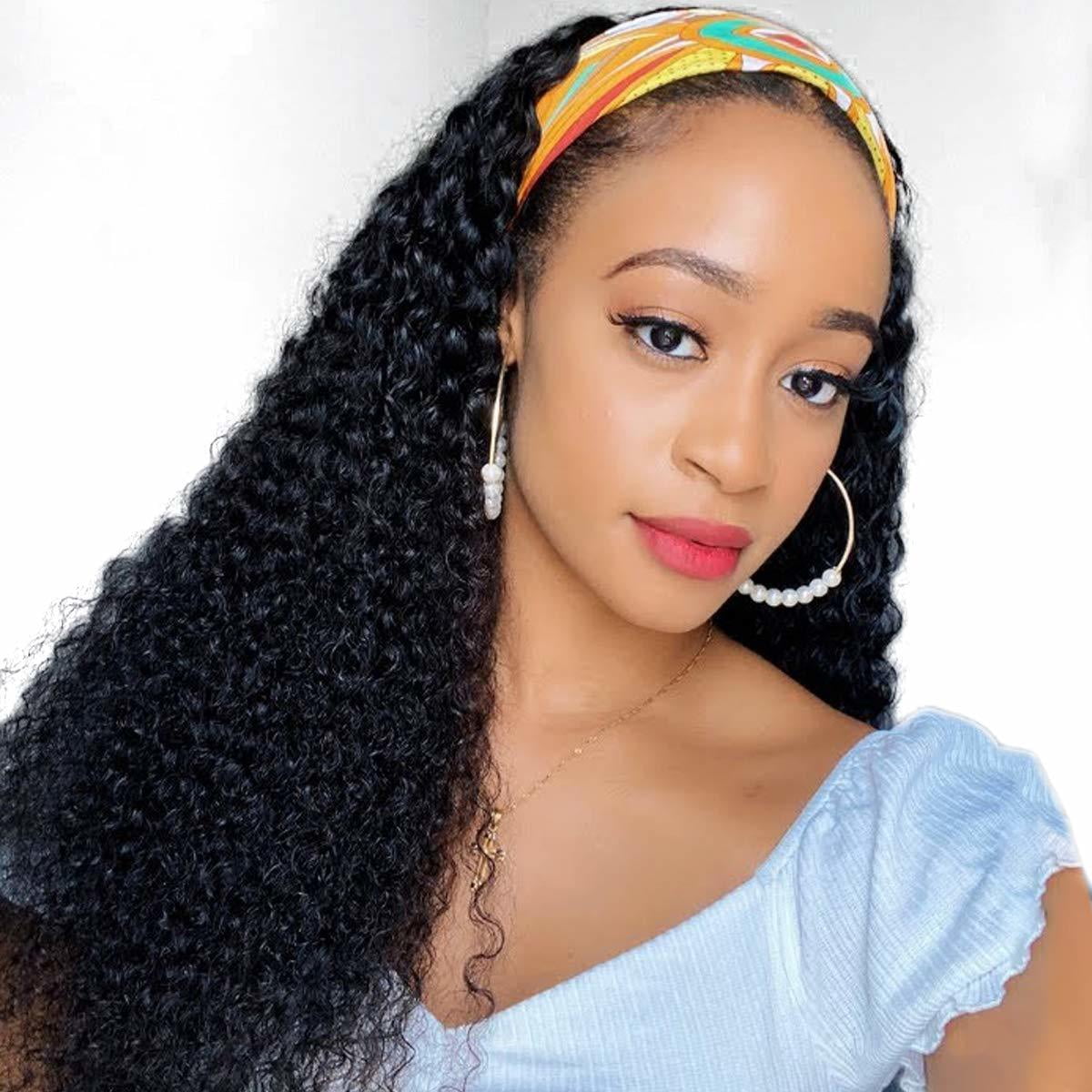 18 Inch Human Hair Wig Glueless Deep Wave Headband 150% Density ONECHULY Hair deep and body Headband Wig Human Hair None  main image 4