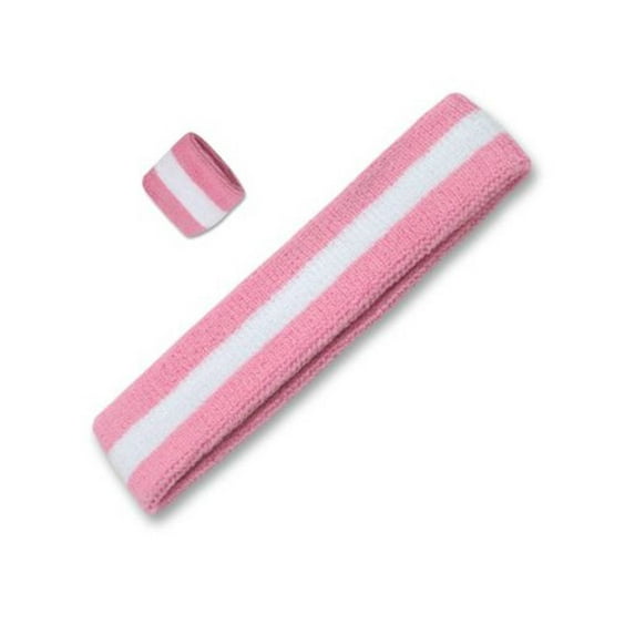 Headband and Wristband Combo 100% Terry Cloth, Pink