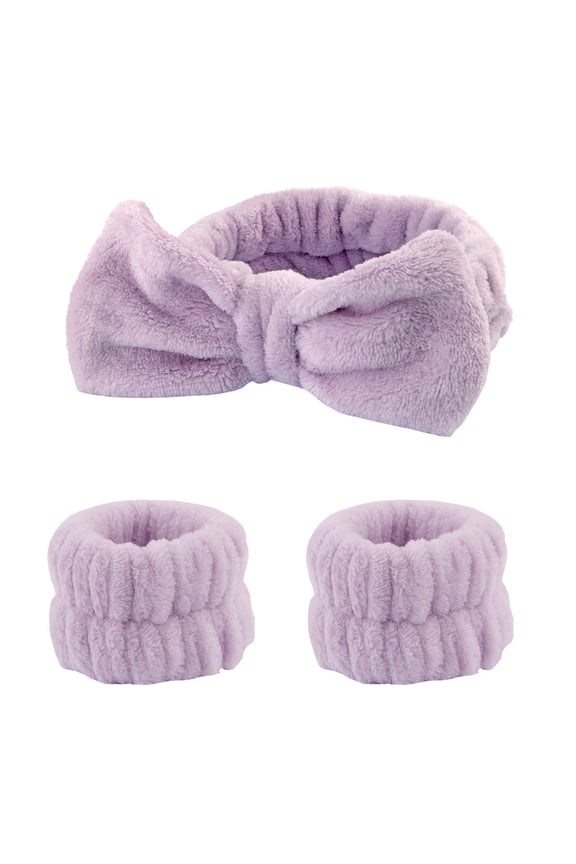 Headband and Wristband Set for Washing Face, Spa Skincare Makeup Headband, Soft Puffy Hair Band Bow Tie, for Women and Teen Girl Trendy Stuff Gifts