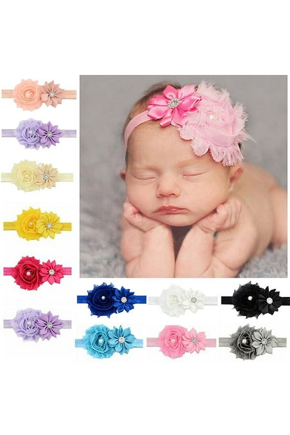 Headband for Baby Girl, Cute 12 Pieces Hair Bows Clips Flower Ribbon Hair Accessories For Kids
