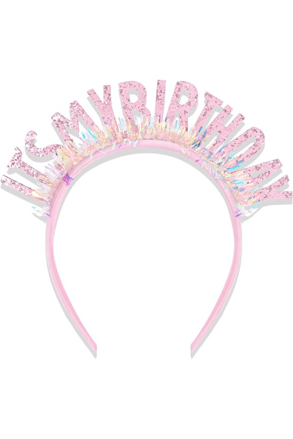 Headband for Women Girls, Happy Birthday Crown Tiara, It's My Birthday Decorations and Gifts - Pink