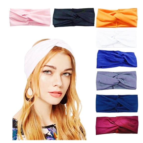 Headband for Women Wide Hair Scarves Turban Head wraps Yoga Sport Workout Running Boho Wide Twist Head Bands Thick Fashion Hair Accessories 8-Pack