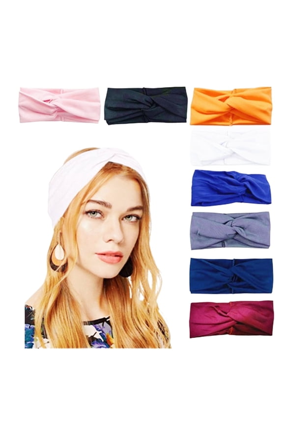 Headband for Women Wide Hair Scarves Turban Head wrapsYoga Sport Workout Running Boho Wide Twist Head Bands Thick Fashion Hair Accessories 8-Pack