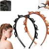 Headband with Clips, 2-Pack Double-Layer Hair Styling Tool with 8 Flexible Clips per Band, Easy DIY Braid and Bangs Accessory for Women and Girls