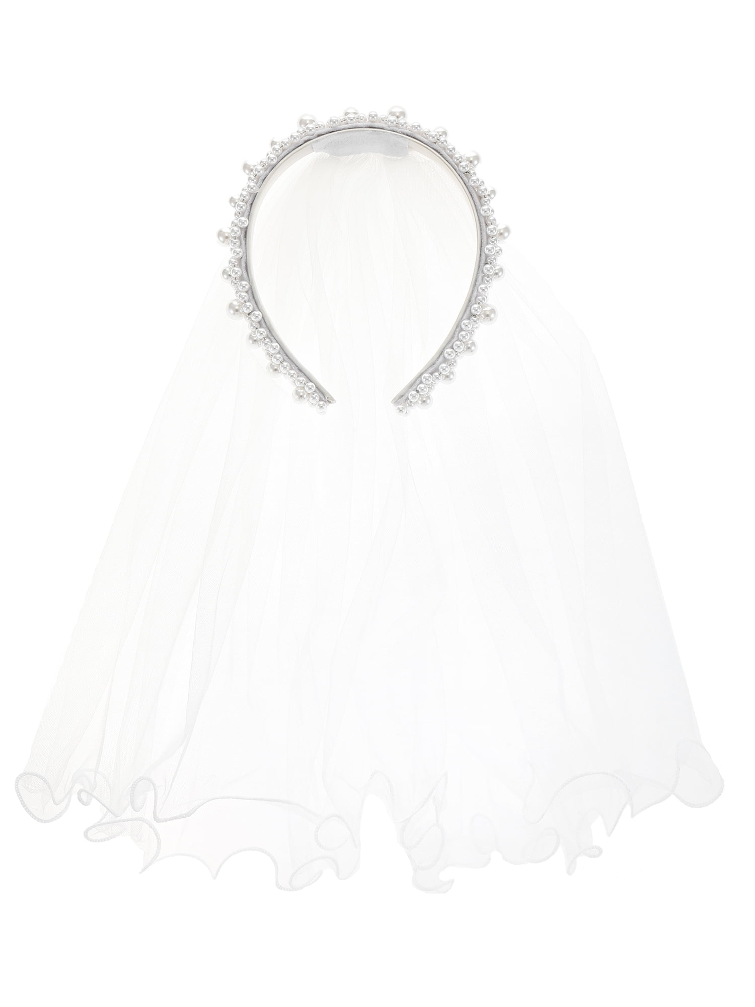 Bride Pearl Headband with Veil, Adult, White, 1 Piece by Trimmings