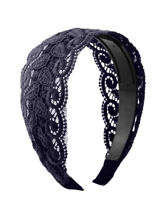 Headbands For Women Elegant Wide Lace Embroidery Headband With Teeth High Toughness Stable Fixing One Size Size Winter Headbands For Women Men