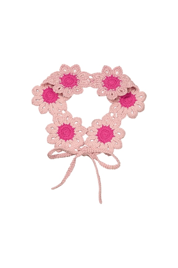 Headbands For Women Gkeoshab Women Crochet Knitted Floral Headband Scarf Aesthetic Summer Beach Style Hair Accessories for Holiday Decor Pink