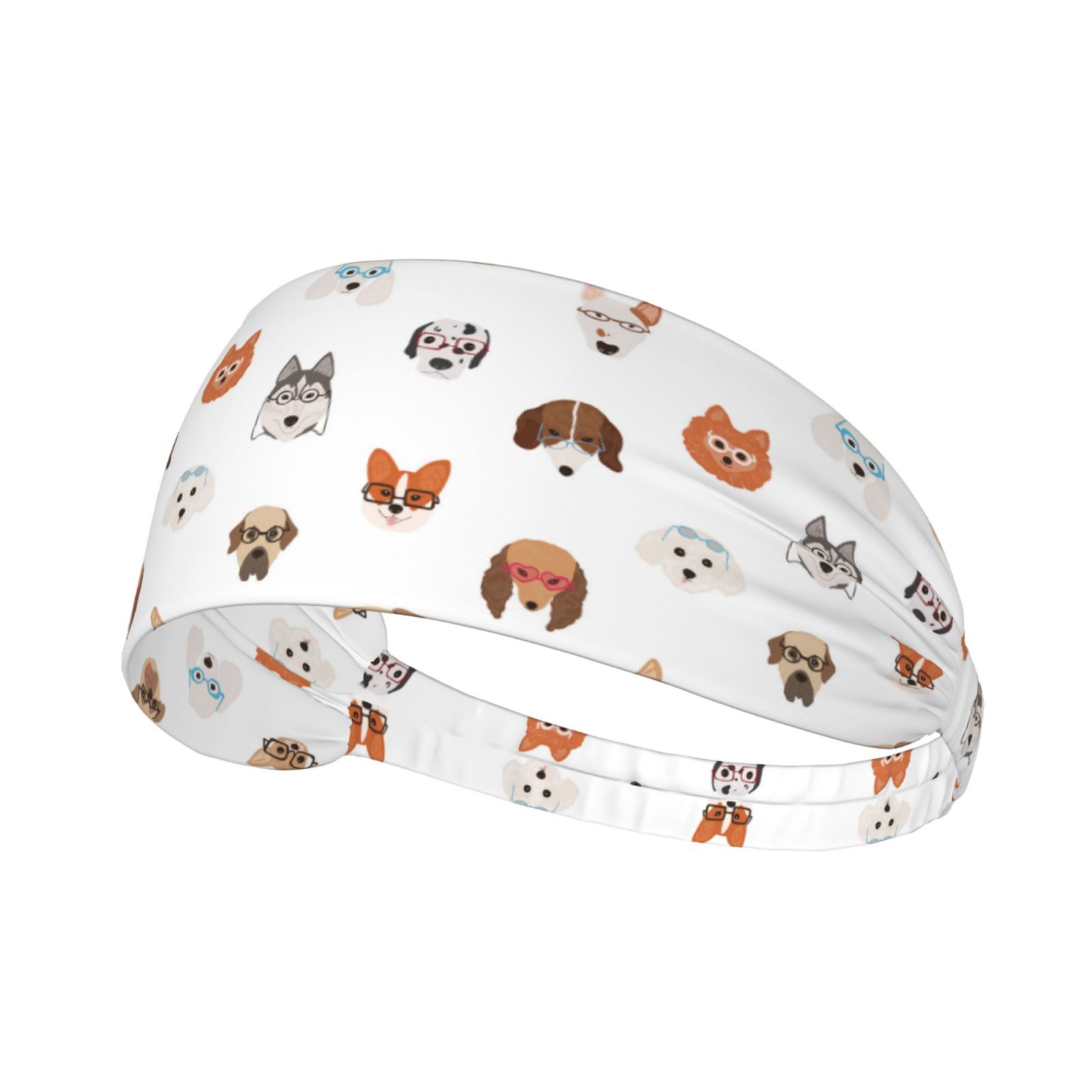 Headbands For Women/Men, Cute Dog Puppy Glasses Elastic Soft Sweat Band ...