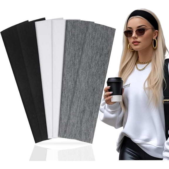 Headbands for Women 6 Pack Elastic Soft Cotton Non Slip Sweat Hairbands Fabric Headband Sport Workout Yoga Running Thin Hair Wrap for Girls Hair Accessories