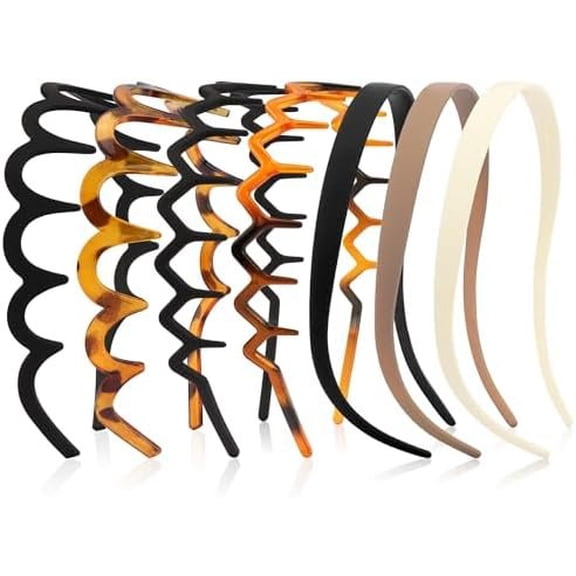 Headbands for Women Girls, Comfortable Square Headband for Glasses Wearers, Zig Zag Plastic Comb Claw Wavy Hair Band with , 90s Accessories for Women Diademas Para Mujer Brown B