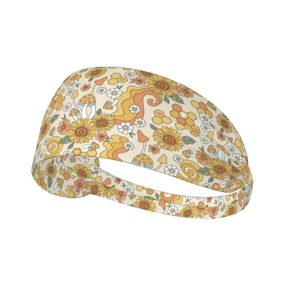Headbands For Women/Men, Retro 70s 60s Flower Elastic Soft Sweat Band Sports Hair Bands For Women & Men'S Hair, Moisture Wicking Workout Head Bands For Running, Gym,Yoga