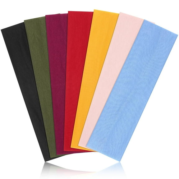 Headbands for Women Non Slip - 7PCS Fashion Sports Hair Bands for Women's Hair, Soft Cotton Cloth Stretchy Headbands for Women for Workout Yoga Running