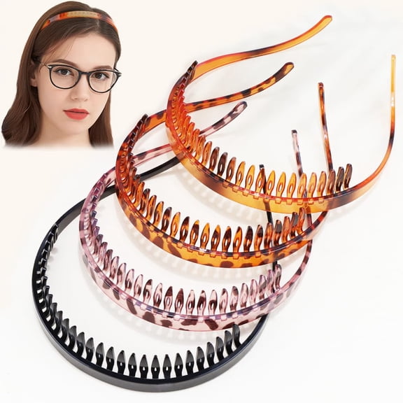 Headbands for Women Non Slip for Glasses Wearers No Pressure No Headache Comfortable Square Sunglasses Headband Zig Zag Plastic Hairband with Teeth Head Bands for Women' Medium Thick Hair