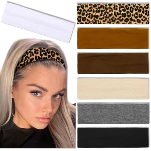 Headbands for Women Non Slip Trendy Womens Headbands 7PCS Elastic Hair Bands for Women's Hair Workout Sweat Head Bands Soft Thick Cotton Cloth Headband for Yoga Running Sport