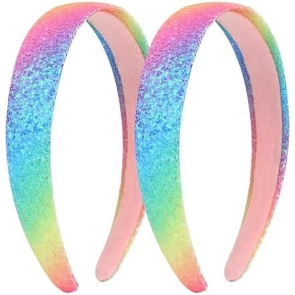 Headbands for Girls, Rainbow Girls Headbands Glitter Headband Sparkly Sequin Headband for Girl  Bands Bling Hair Accessories
