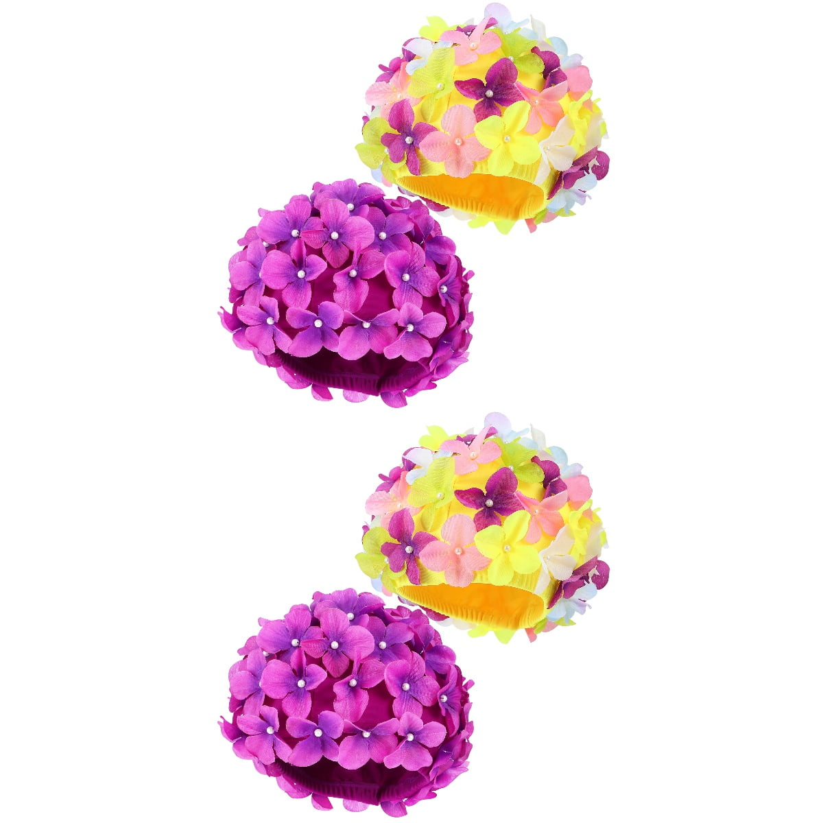 Headbands for Men 4 Pcs Swim Cap Long Hair Caps Swimming Flower